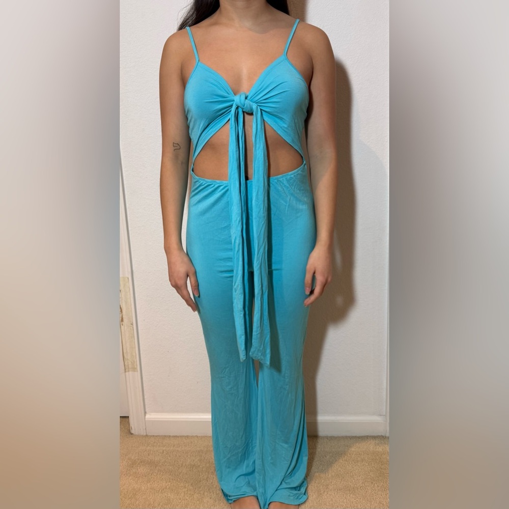SHEIN Turquoise Cutout Jumpsuit Size Large